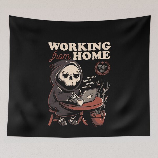 Item preview, Working From Home - Creepy Skull Gift designed and sold by EduEly.