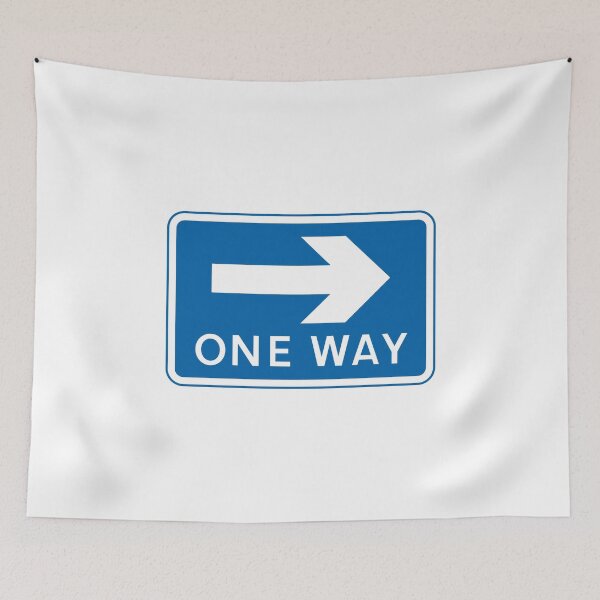 Item preview, UK One Way Road Sign - Blue with white text arrow pointing right designed and sold by MintGubbins.