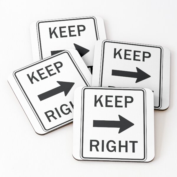 Item preview, US Keep Right Road Sign - White with black text & arrow pointing right designed and sold by MintGubbins.