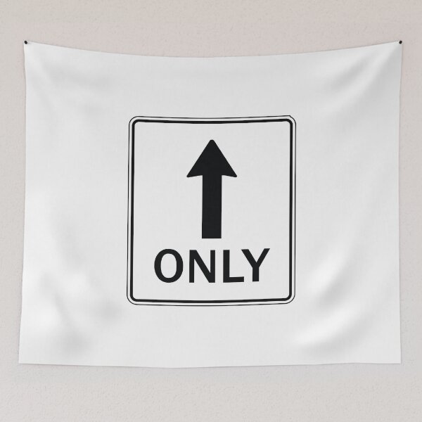Item preview, US Ahead Only Road Sign - White with black text & arrow pointing up designed and sold by MintGubbins.