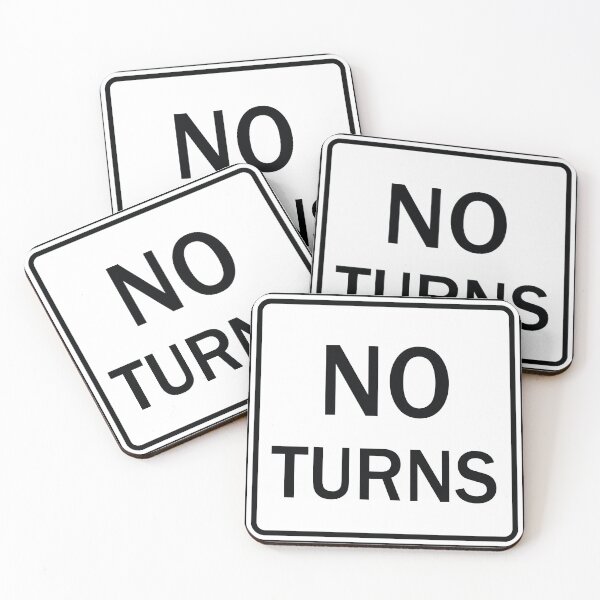 Item preview, US No Turns Road Sign - White with black text  designed and sold by MintGubbins.