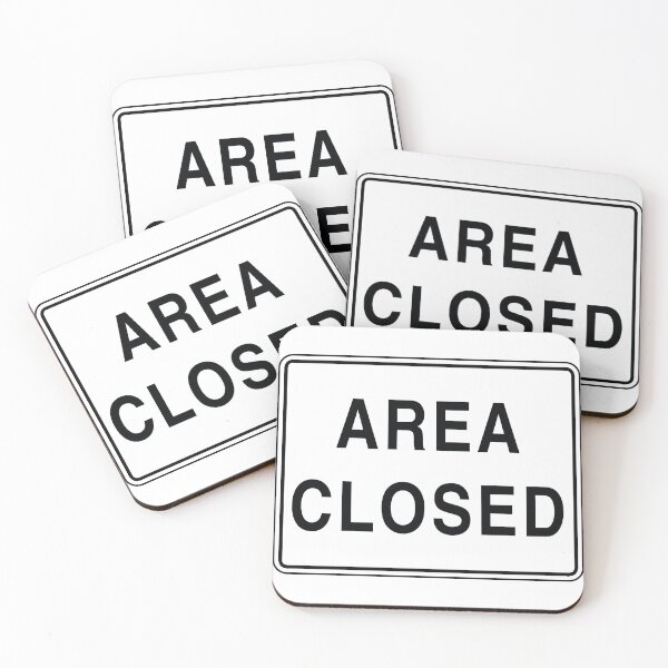 Item preview, US Area Closed Road Sign - White with black text  designed and sold by MintGubbins.