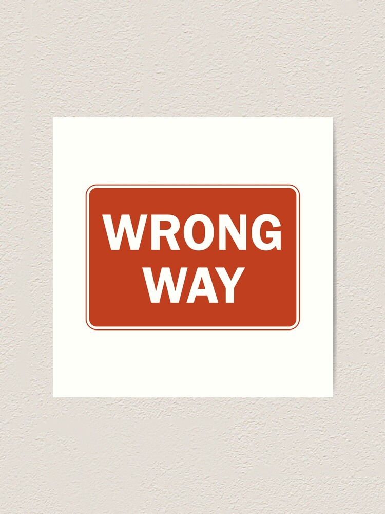 US Wrong Way Road Sign - Red with white text 