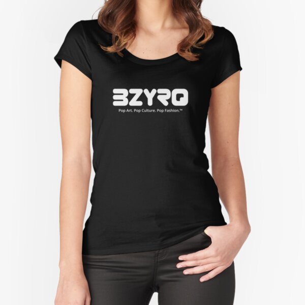 BZYRQ Logo (White on Black) Fitted Scoop T-Shirt
