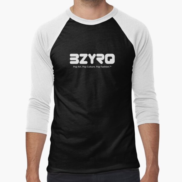 BZYRQ Logo (White on Black) Baseball ¾ Sleeve T-Shirt