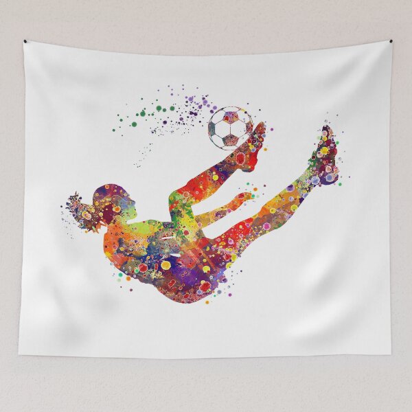 Item preview, Soccer Girl Bicycle Kick Sports Watercolor Gift designed and sold by LotusGifts.