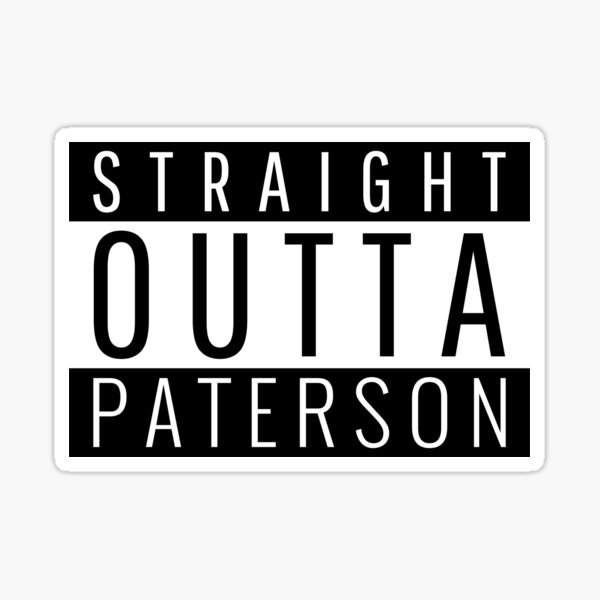 Vista previa del artículo con la obra «Straight Outta Paterson Nueva Jersey», diseñado y vendido por Teelogic.