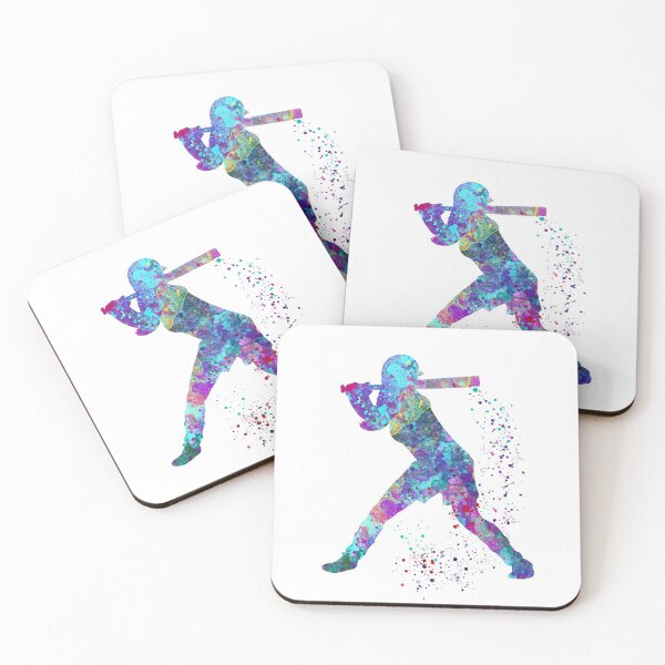Item preview, Baseball Batter Girl Colorful Watercolor Silhouette designed and sold by LotusGifts.