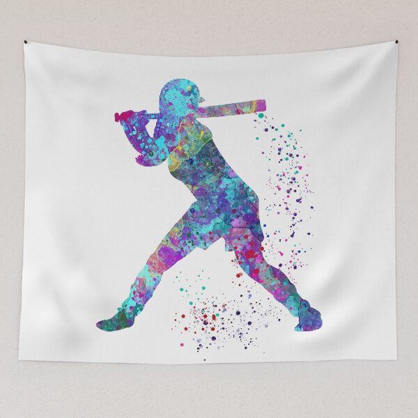 Item preview, Baseball Batter Girl Colorful Watercolor Silhouette designed and sold by LotusGifts.