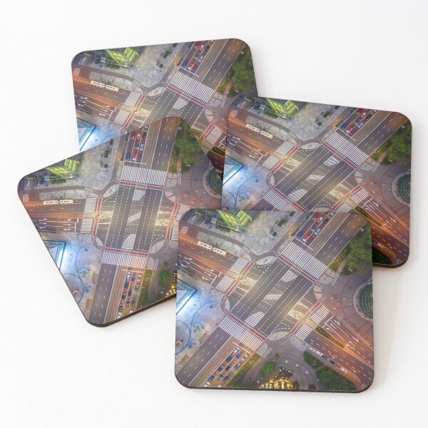 Item preview, Abstract aerial top down view of crossroad designed and sold by Lukasz Szczepanski.
