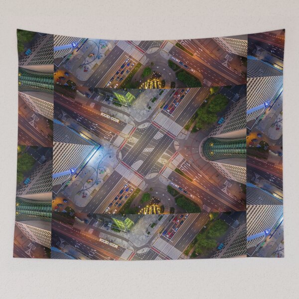Item preview, Abstract aerial top down view of crossroad designed and sold by Lukasz Szczepanski.