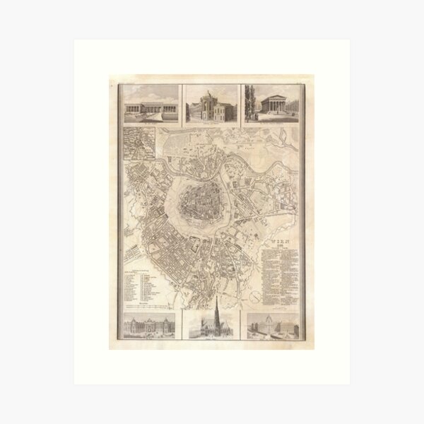 Item preview, Vienna Austria Antique Map (1844) Vintage Wein City Atlas designed and sold by BravuraMedia.