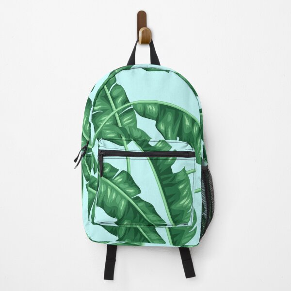 Item preview, banana leaf pattern with baby blue background designed and sold by quickkdesign.