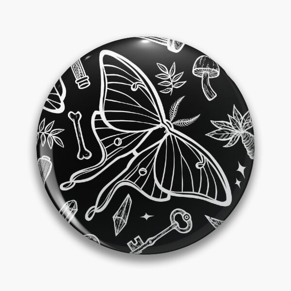 Item preview, Witchy Moth Crystals Mushrooms Seamless Pattern - BLACK designed and sold by Holly Danielle.