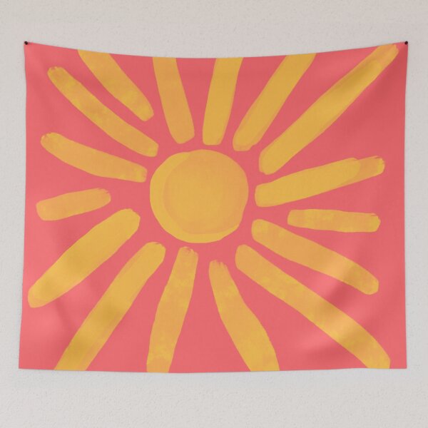 Item preview, Bold Yellow Sun Pink Background Painting designed and sold by morgansgoods.