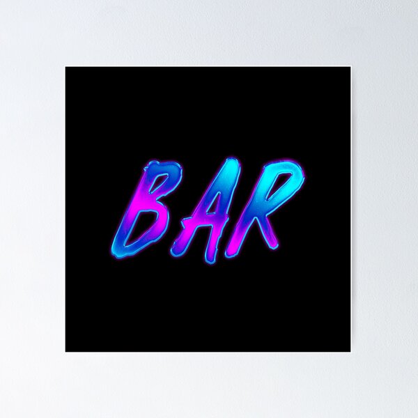 Item preview, Bar abstract blacklight text posters - Bar chrome metal words  designed and sold by Travel Kingdom.