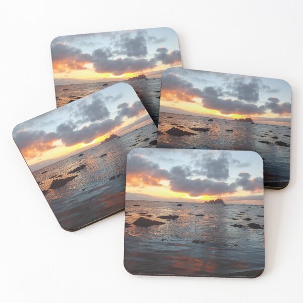 Item preview, Orange and blue rocky sunset designed and sold by birdsofthePNW.