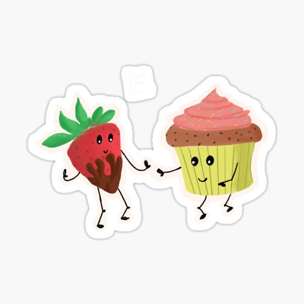 Cute Strawberry Cupcake Sticker by sugarhai, Redbubble