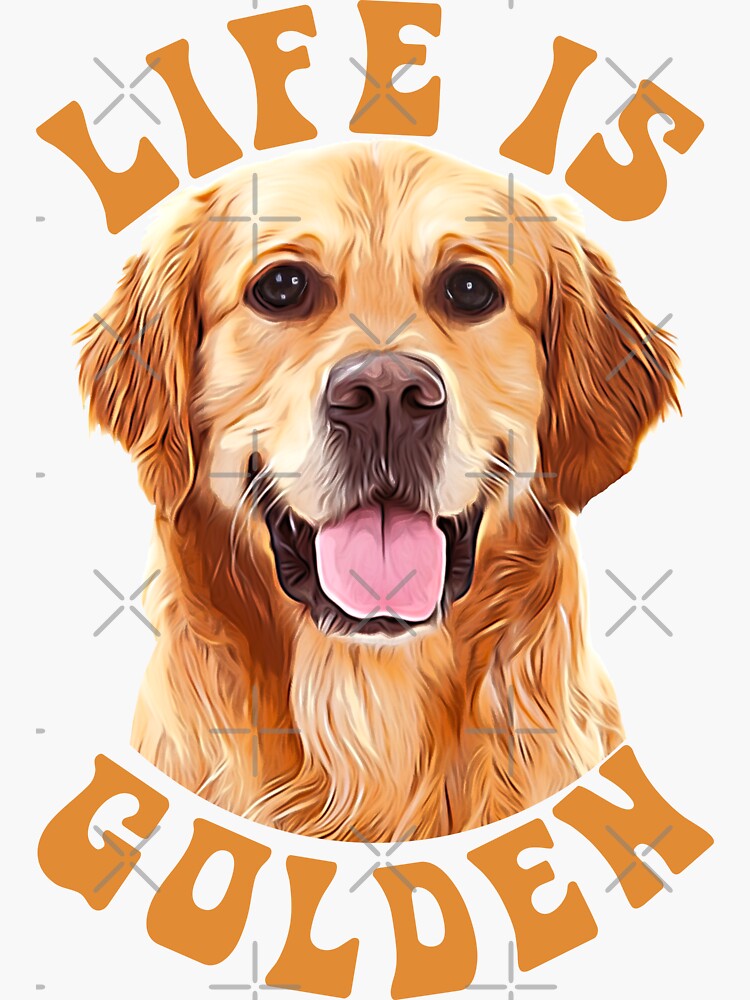 Thumbnail 3 von 3, Sticker, Das Leben ist golden| Aquarell Golden Retriever Welpen designt und verkauft von A7med-Design.