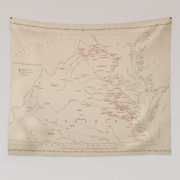 Item preview, Old George Washington Virginia Landmarks Map (1932) Vintage VA American Revolution Atlas designed and sold by BravuraMedia.