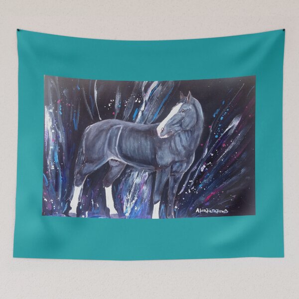 Item preview, Black warmblood colorful splash designed and sold by horseaddicted.