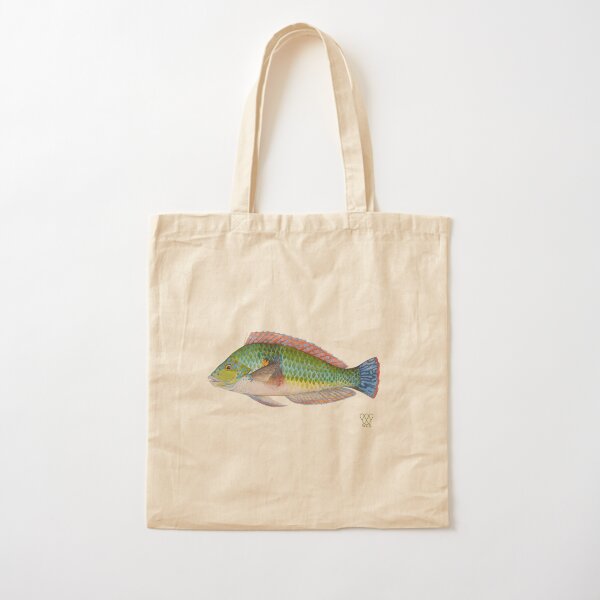 Green Parrot Fish Cotton Tote Bag