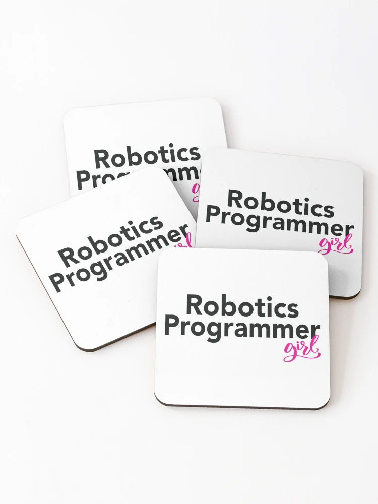 Thumbnail 1 of 5, Coasters (Set of 4), Robotics Programmer Girl designed and sold by ProjectRobotics.