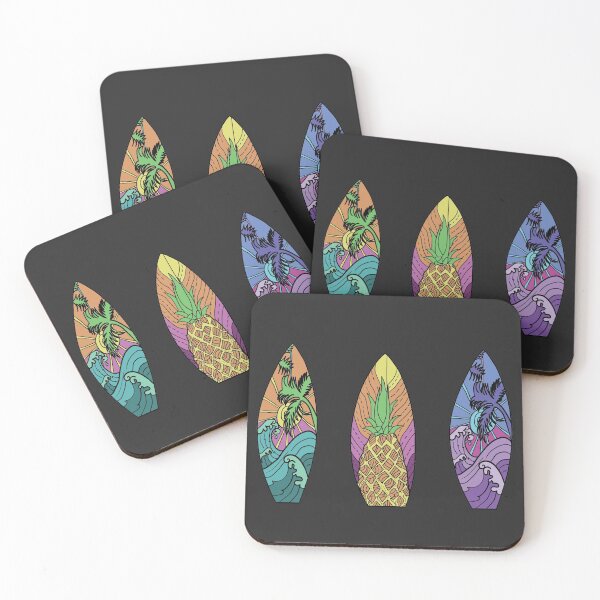 Item preview, Vintage sunset and pineapple surfboard trio designed and sold by Miaart365.