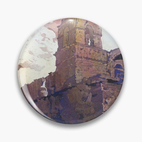 Item preview, Spanish church in small town in Colca Canyon, Peru.  Watercolor painting church Peru artwork designed and sold by rfoxphoto.