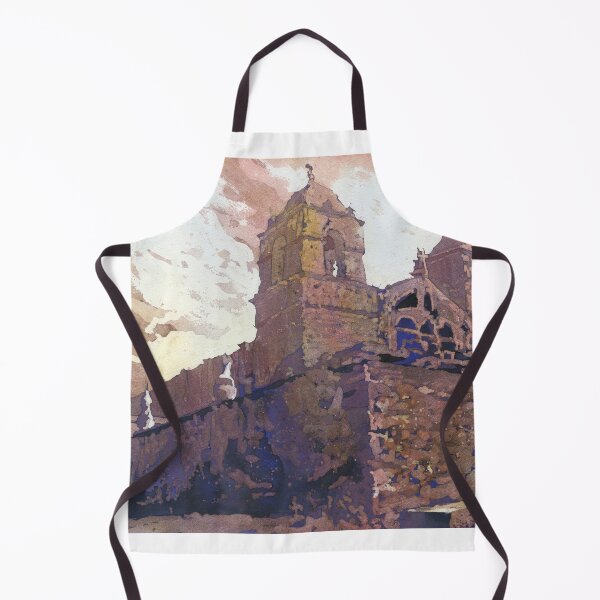 Item preview, Spanish church in small town in Colca Canyon, Peru. Watercolor painting church Peru artwork designed and sold by rfoxphoto.
