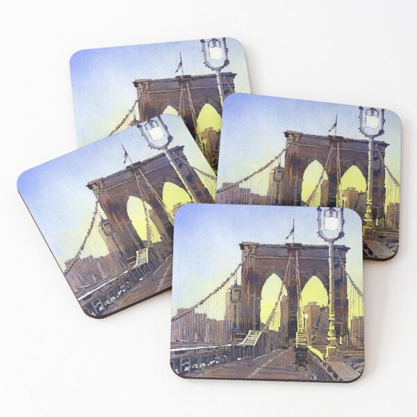 Item preview, Brooklyn Bridge and Manhattan  in New York City- New York, USA.  Watercolor painting Brooklyn Bridge NYC skyline designed and sold by rfoxphoto.