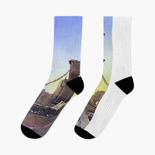 Item preview, Brooklyn Bridge and Manhattan  in New York City- New York, USA.  Watercolor painting Brooklyn Bridge NYC skyline designed and sold by rfoxphoto.