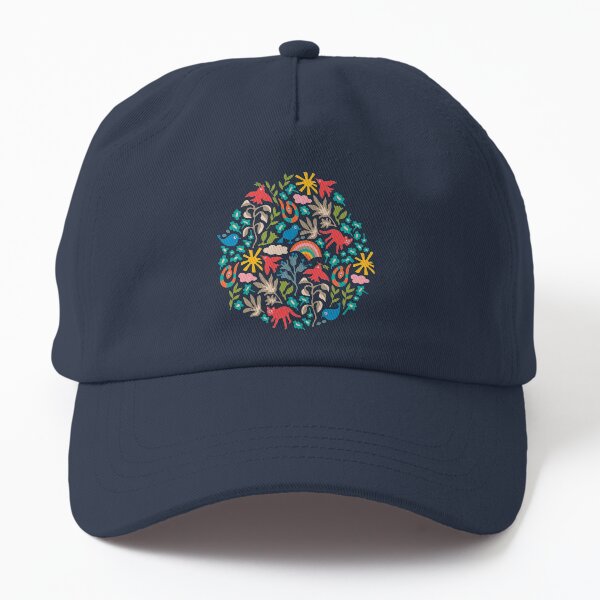 Aperçu de l'œuvre LAND OF PLENTY Joli motif amusant et écologique avec des oiseaux, des fleurs, des nuages de soleil arc-en-ciel dans des couleurs vives sur bleu sarcelle foncé - UnBlink Studio par Jackie Tahara créée et vendue par Jackie Tahara of UnBlink Studio.