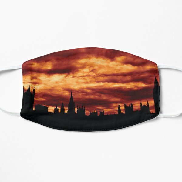 Second Dramatic Houses of Parliament At Dusk With Orange Clouds Flat Mask