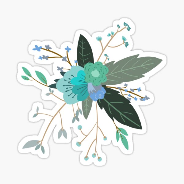 flower design - blue Sticker