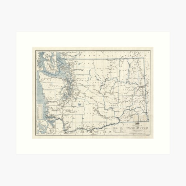 Item preview, Old Washington State Map (1925) The Evergreen State Vintage Atlas designed and sold by BravuraMedia.