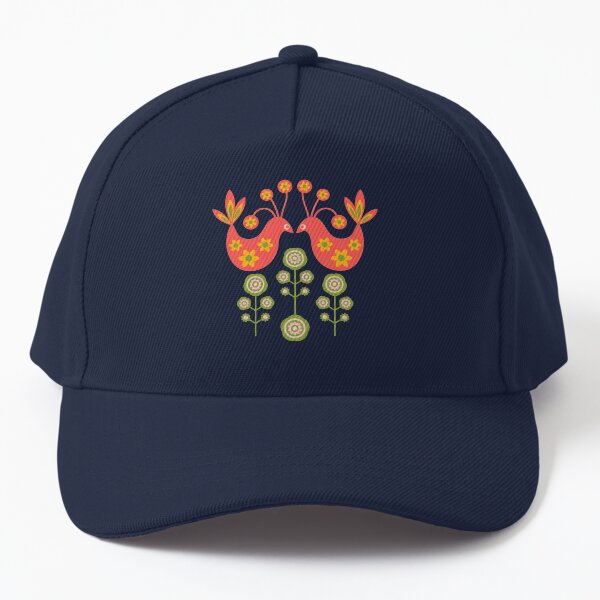 LOVE BIRDS FOLK ART FLORAL - UnBlink Studio by Jackie Tahara Baseball Cap
