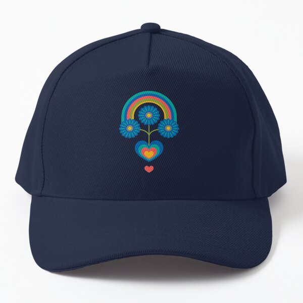 UNDER THE RAINBOW FOLK ART FLORAL - UnBlink Studio by Jackie Tahara Baseball Cap