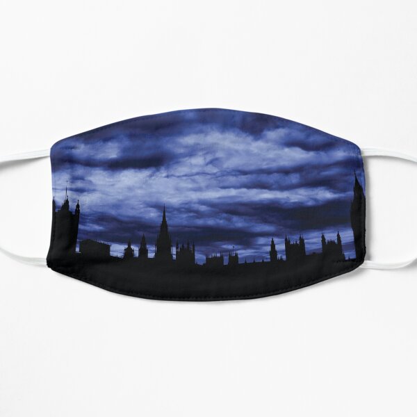 Dramatic Houses of Parliament At Dusk With Blue Clouds Flat Mask