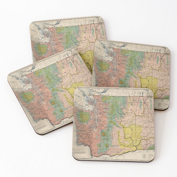 Item preview, Old Washington State Floral Biome Map (1906) Vintage WA Vegetation Atlas designed and sold by BravuraMedia.