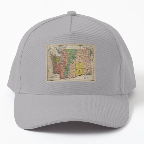 Old Washington State Floral Biome Map (1906) Vintage WA Vegetation Atlas Baseball Cap