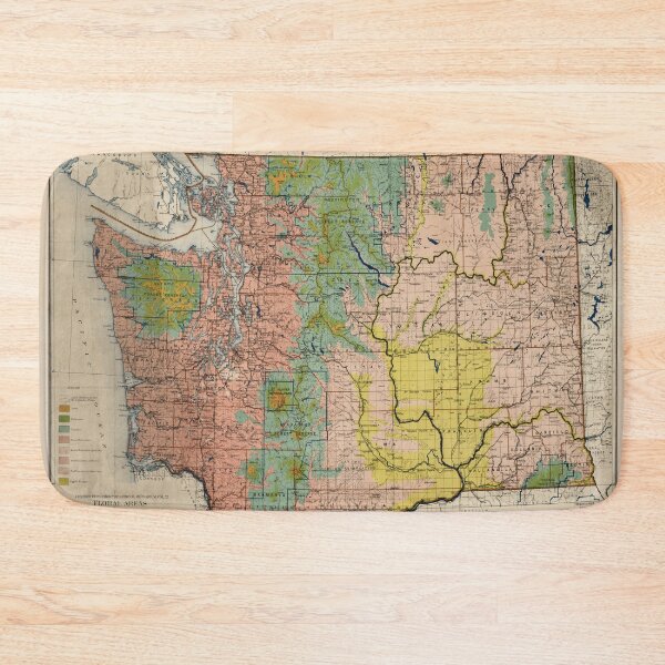 Item preview, Old Washington State Floral Biome Map (1906) Vintage WA Vegetation Atlas designed and sold by BravuraMedia.