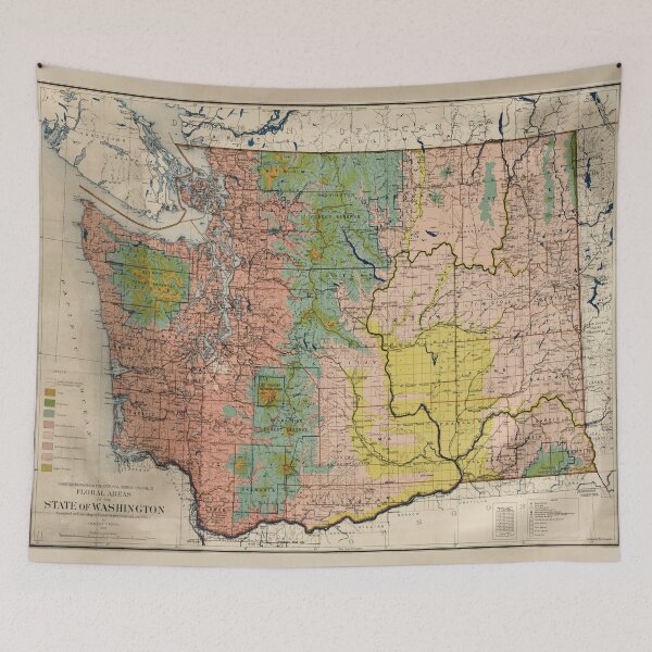 Item preview, Old Washington State Floral Biome Map (1906) Vintage WA Vegetation Atlas designed and sold by BravuraMedia.