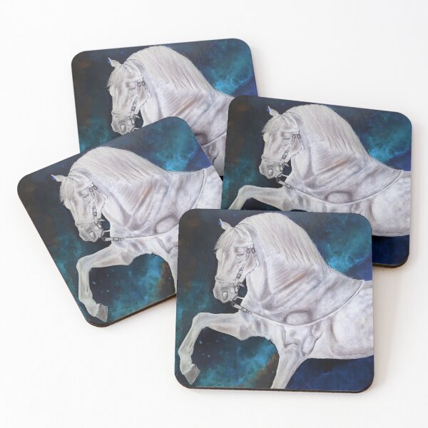Item preview, White horse playing abstract background designed and sold by horseaddicted.
