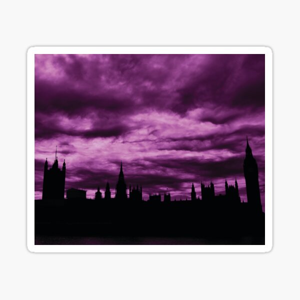 Second Dramatic Houses of Parliament At Dusk With Purple Clouds Sticker