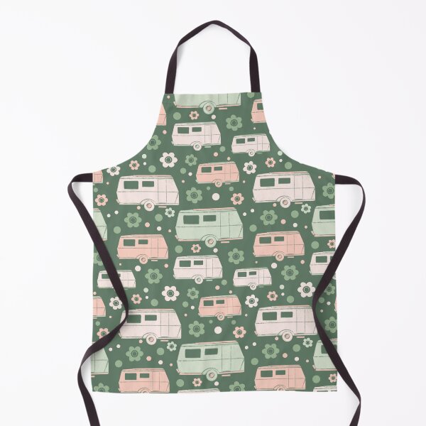 Artikelvorschau, Grüne und rosa Vintage Wohnwagen und Blumen-Muster entworfen und verkauft von NattyDesigns.