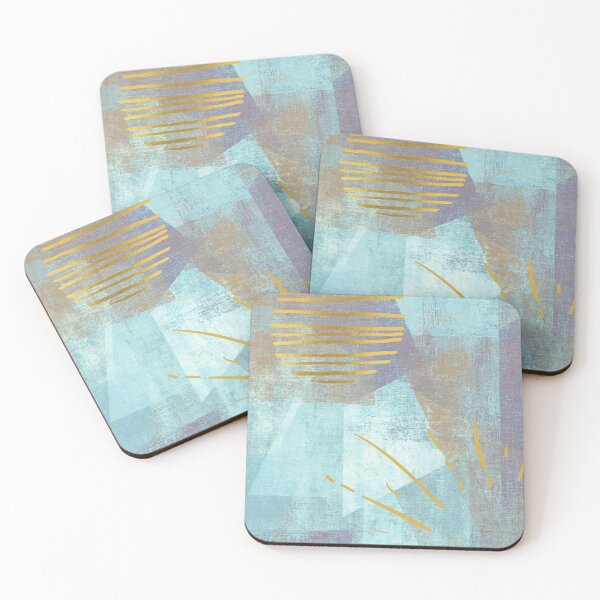 Item preview, Abstract Shapes Golden Blue Peace Calming Art designed and sold by FideliDesigns.