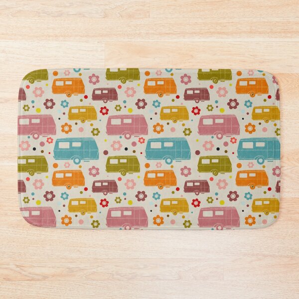 Item preview, Colourful Vintage Caravans and Flowers Pattern designed and sold by NattyDesigns.