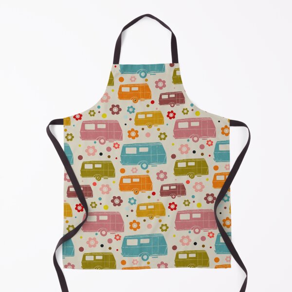 Item preview, Colourful Vintage Caravans and Flowers Pattern designed and sold by NattyDesigns.