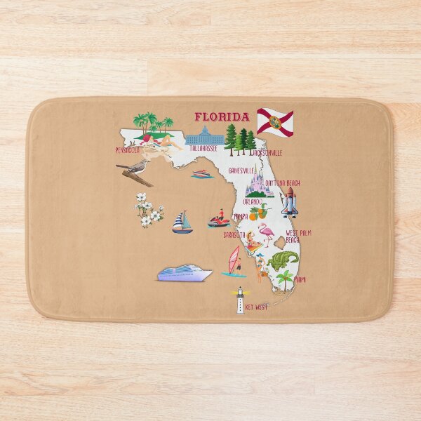 Item preview, Florida Map, state symbols, Landmarks and tourist attractions, the major cities, flag,  designed and sold by mashmosh.